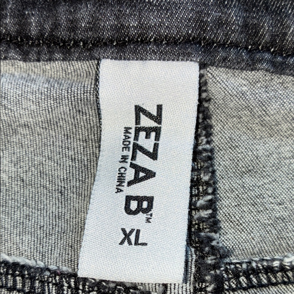 ZEZA B Jeans, Black, Fringe, Skinny, High-Waisted, Stretchy, Pull-on. XL - Picture 12 of 17